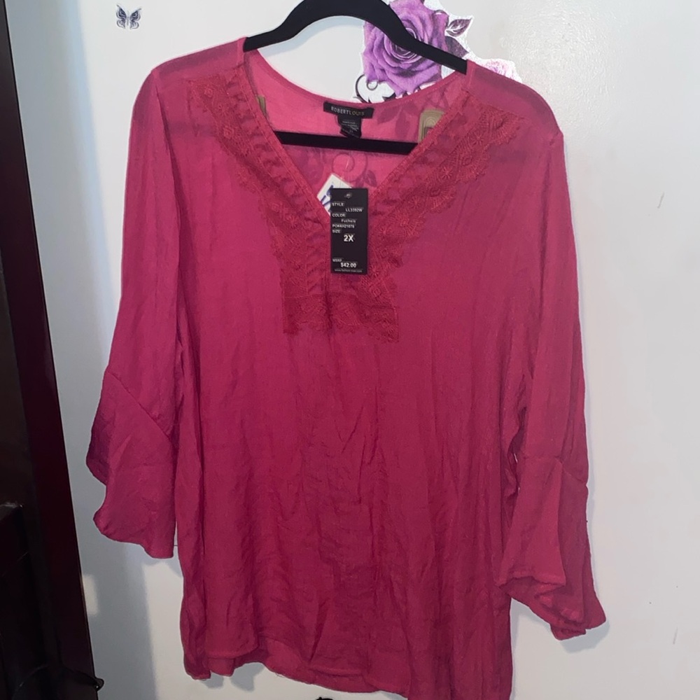 Robert Louis gauzy hot pink blouse
